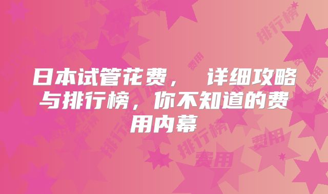 日本试管花费， 详细攻略与排行榜，你不知道的费用内幕