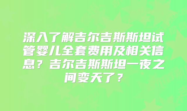 深入了解吉尔吉斯斯坦试管婴儿全套费用及相关信息？吉尔吉斯斯坦一夜之间变天了？