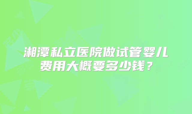 湘潭私立医院做试管婴儿费用大概要多少钱？