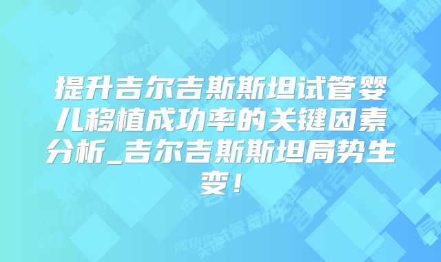 提升吉尔吉斯斯坦试管婴儿移植成功率的关键因素分析_吉尔吉斯斯坦局势生变!