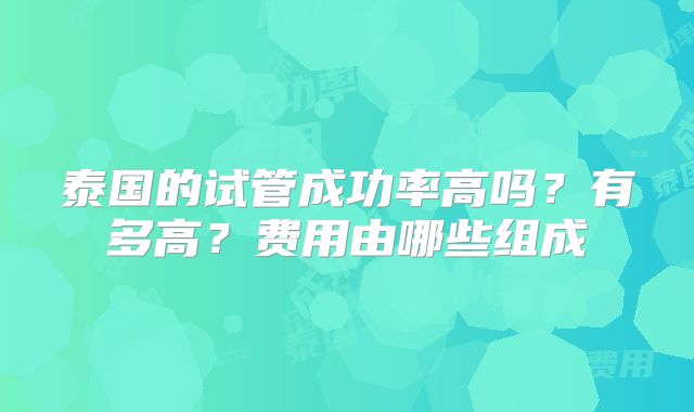 泰国的试管成功率高吗？有多高？费用由哪些组成