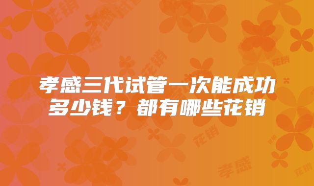 孝感三代试管一次能成功多少钱？都有哪些花销