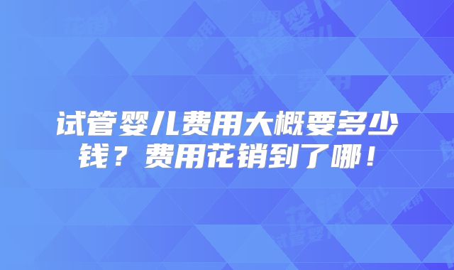 试管婴儿费用大概要多少钱？费用花销到了哪！