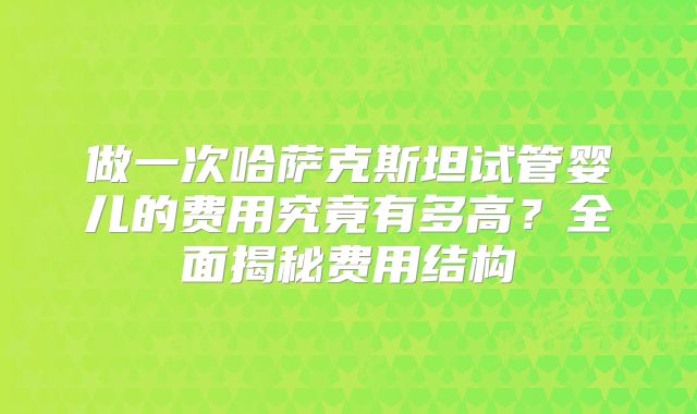 做一次哈萨克斯坦试管婴儿的费用究竟有多高？全面揭秘费用结构