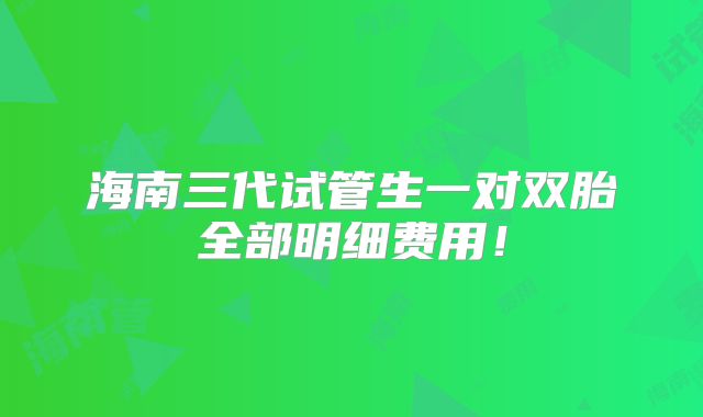 海南三代试管生一对双胎全部明细费用！