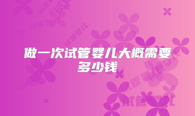 做一次试管婴儿大概需要多少钱