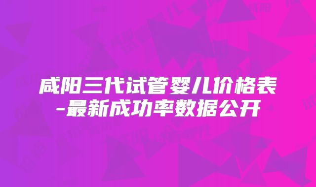 咸阳三代试管婴儿价格表-最新成功率数据公开