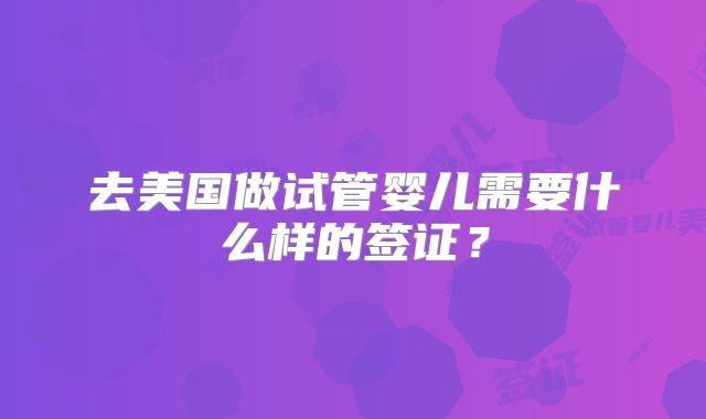 去美国做试管婴儿需要什么样的签证？