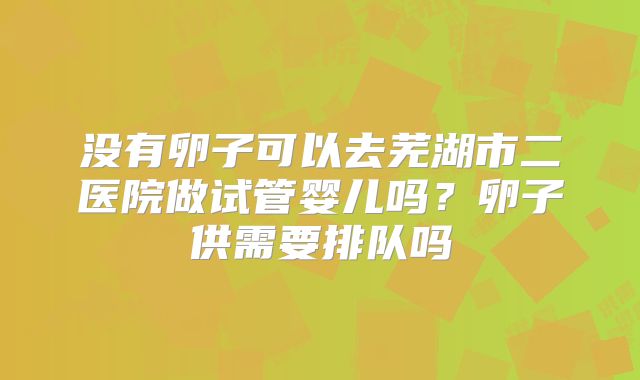 没有卵子可以去芜湖市二医院做试管婴儿吗？卵子供需要排队吗