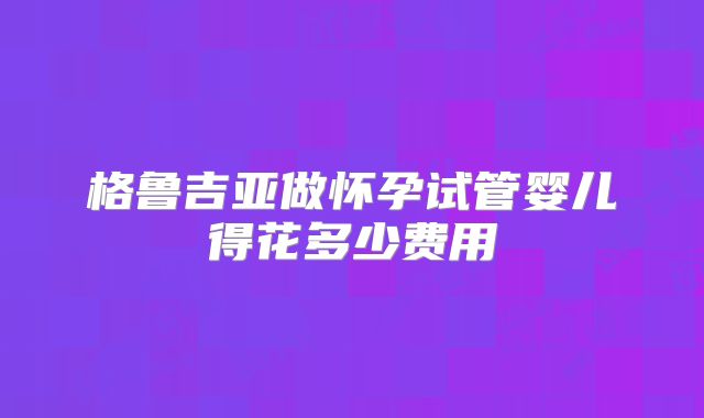 格鲁吉亚做怀孕试管婴儿得花多少费用
