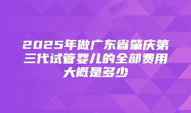 2025年做广东省肇庆第三代试管婴儿的全部费用大概是多少