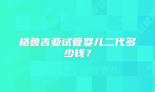 格鲁吉亚试管婴儿二代多少钱？