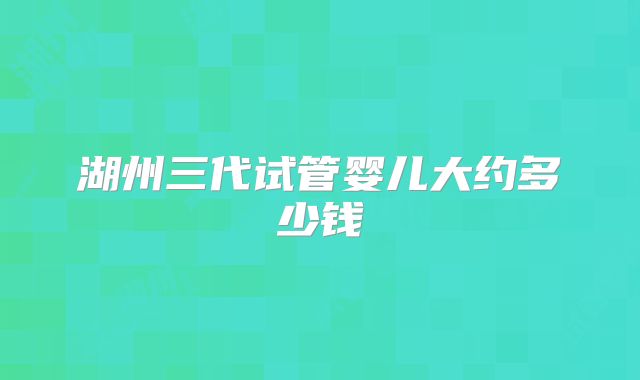 湖州三代试管婴儿大约多少钱