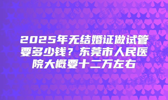 2025年无结婚证做试管要多少钱？东莞市人民医院大概要十二万左右
