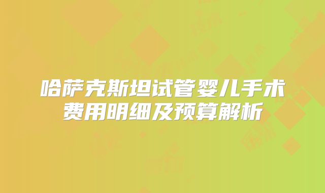哈萨克斯坦试管婴儿手术费用明细及预算解析