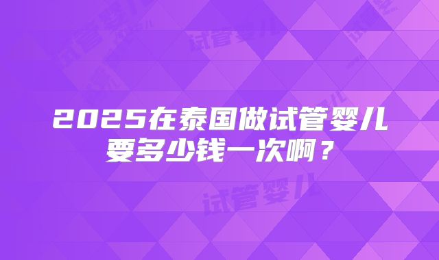 2025在泰国做试管婴儿要多少钱一次啊?
