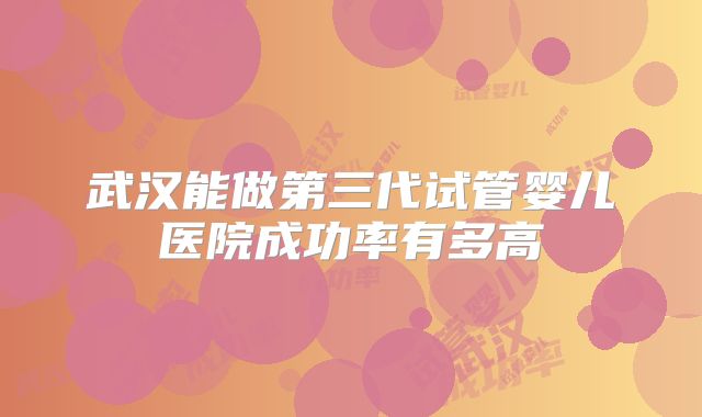 武汉能做第三代试管婴儿医院成功率有多高