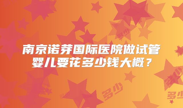 南京诺芽国际医院做试管婴儿要花多少钱大概？