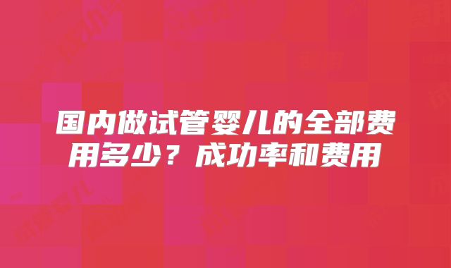 国内做试管婴儿的全部费用多少？成功率和费用