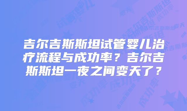 吉尔吉斯斯坦试管婴儿治疗流程与成功率？吉尔吉斯斯坦一夜之间变天了？