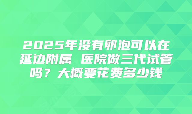 2025年没有卵泡可以在延边附属 医院做三代试管吗?大概要花费多少钱