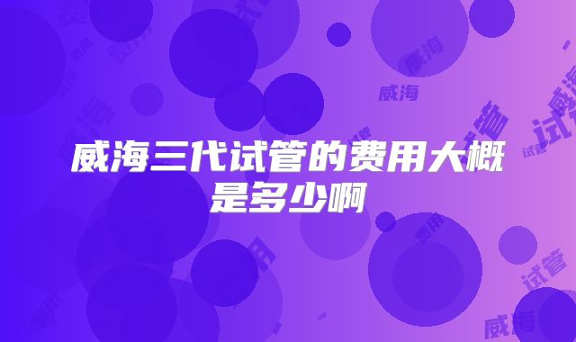 威海三代试管的费用大概是多少啊