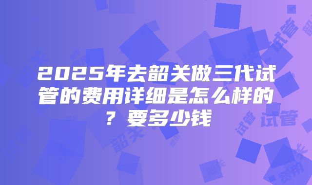 2025年去韶关做三代试管的费用详细是怎么样的？要多少钱