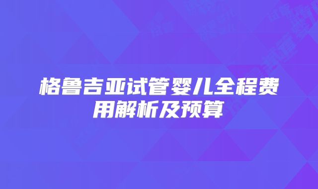 格鲁吉亚试管婴儿全程费用解析及预算