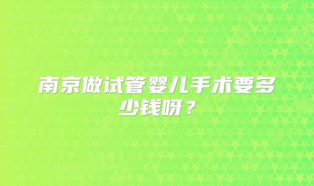 南京做试管婴儿手术要多少钱呀？