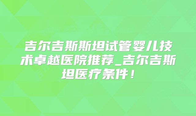 吉尔吉斯斯坦试管婴儿技术卓越医院推荐_吉尔吉斯坦医疗条件！