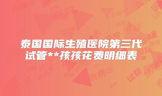 泰国国际生殖医院第三代试管**孩孩花费明细表