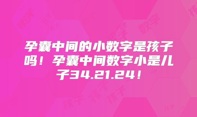 孕囊中间的小数字是孩子吗!孕囊中间数字小是儿子34.21.24!