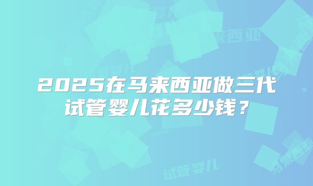 2025在马来西亚做三代试管婴儿花多少钱?