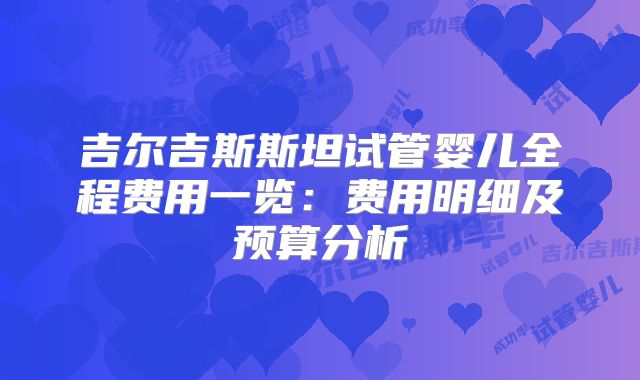 吉尔吉斯斯坦试管婴儿全程费用一览:费用明细及预算分析