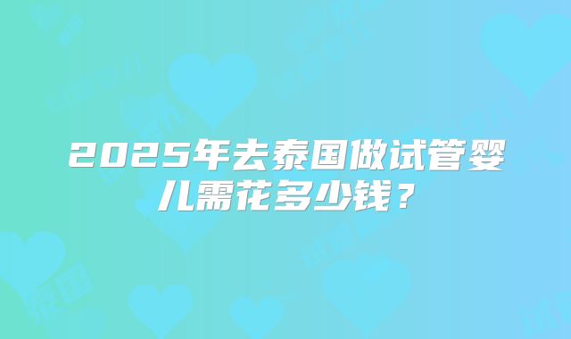 2025年去泰国做试管婴儿需花多少钱？