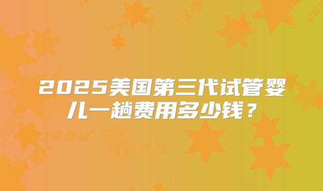 2025美国第三代试管婴儿一趟费用多少钱?