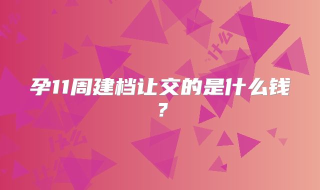 孕11周建档让交的是什么钱？