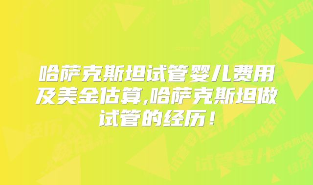 哈萨克斯坦试管婴儿费用及美金估算,哈萨克斯坦做试管的经历！