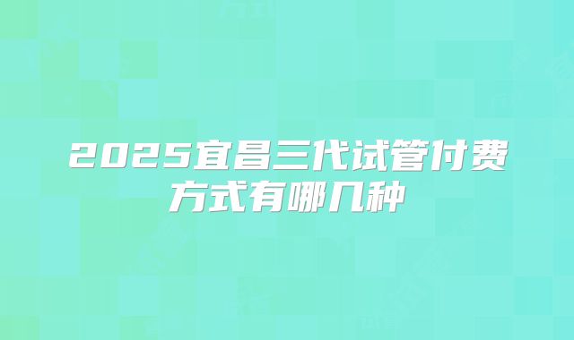 2025宜昌三代试管付费方式有哪几种