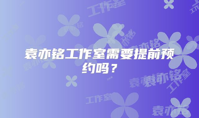 袁亦铭工作室需要提前预约吗？