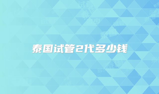 泰国试管2代多少钱