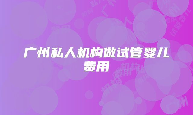 广州私人机构做试管婴儿费用