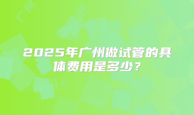 2025年广州做试管的具体费用是多少？
