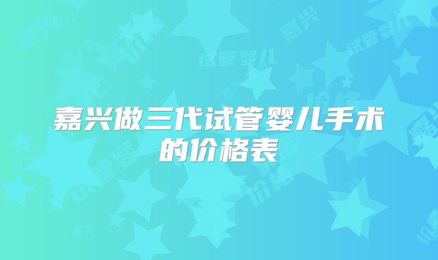 嘉兴做三代试管婴儿手术的价格表