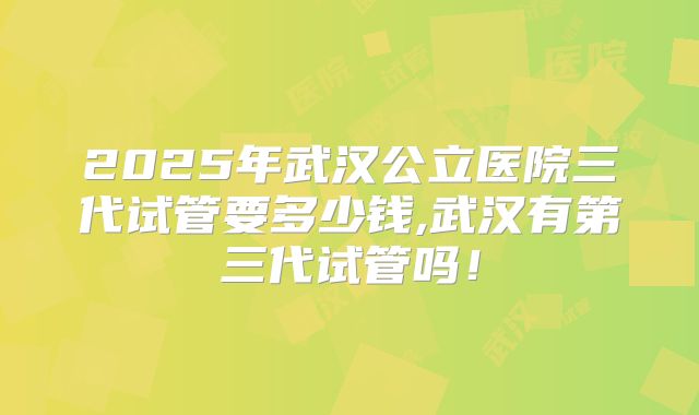 2025年武汉公立医院三代试管要多少钱,武汉有第三代试管吗！