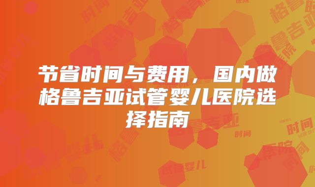 节省时间与费用，国内做格鲁吉亚试管婴儿医院选择指南