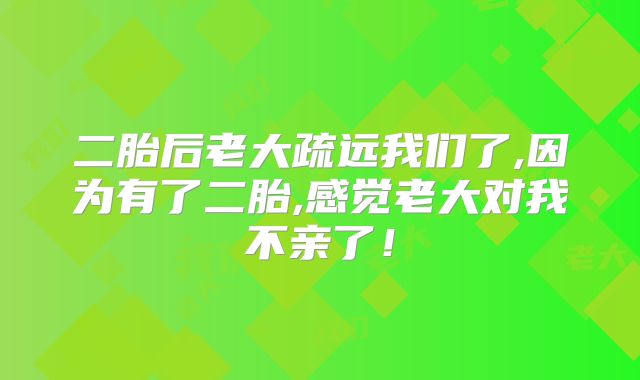二胎后老大疏远我们了,因为有了二胎,感觉老大对我不亲了!