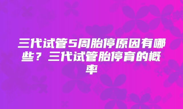 三代试管5周胎停原因有哪些？三代试管胎停育的概率