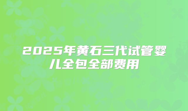 2025年黄石三代试管婴儿全包全部费用
