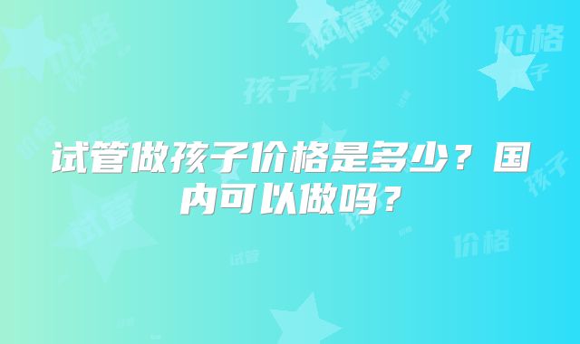试管做孩子价格是多少？国内可以做吗？